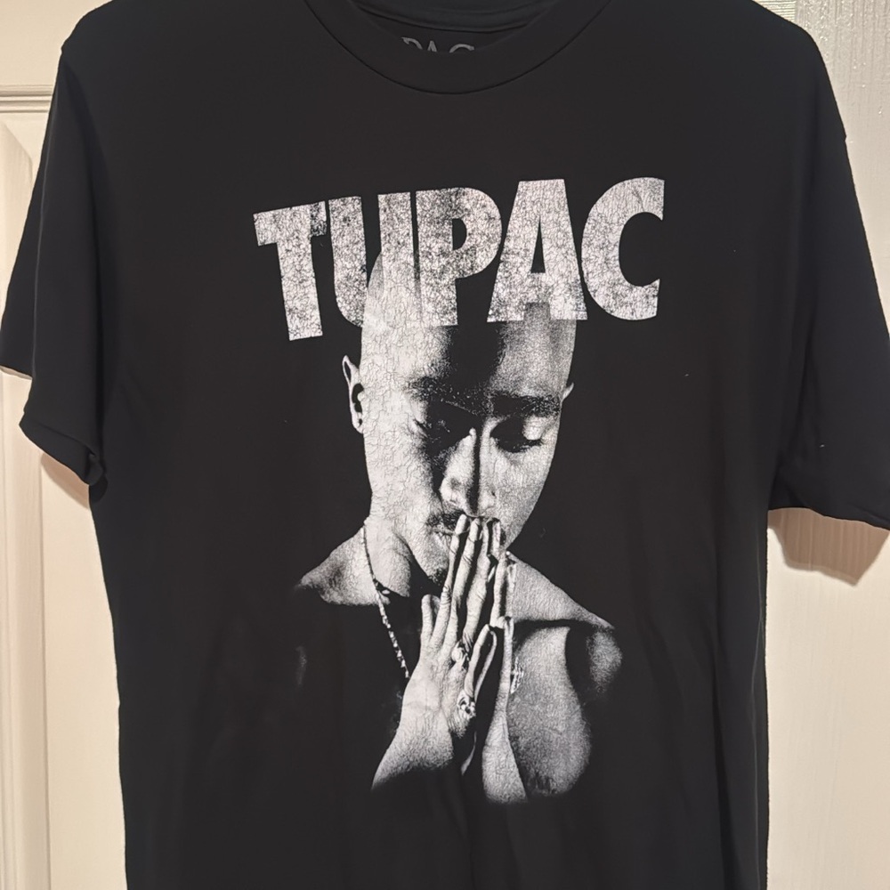 Black Graphic Tupac Print Men's T-Shirt